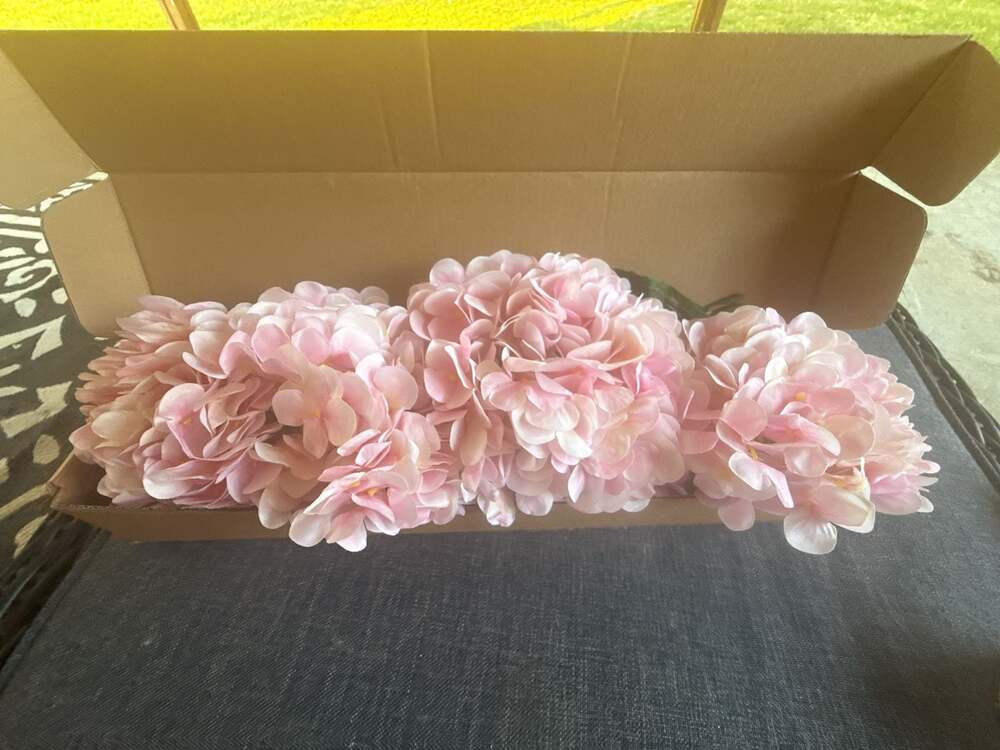 Artificial Light Pink Silk Hydrangea Flower Stems Set